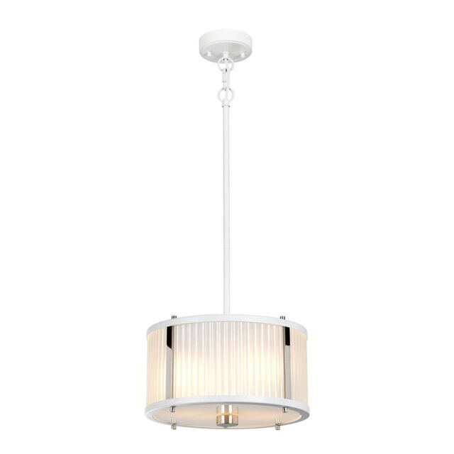 Loops 2 Bulb Ceiling Pendant White Satin Painted Highly Polished Nickel LED E27 60W in Metallics - image 1