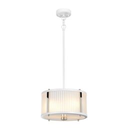 Loops 2 Bulb Ceiling Pendant White Satin Painted Highly Polished Nickel LED E27 60W in Metallics
