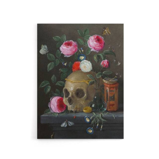 "Artery8 Vanitas Still Life With Skull Jan van Kessel Canvas Wall Art - Size: W18"" x H24""" - image 1