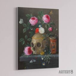 "Artery8 Vanitas Still Life With Skull Jan van Kessel Canvas Wall Art - Size: W18"" x H24""" - thumbnail 2