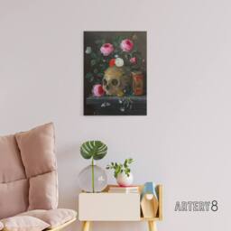 "Artery8 Vanitas Still Life With Skull Jan van Kessel Canvas Wall Art - Size: W18"" x H24""" - thumbnail 3