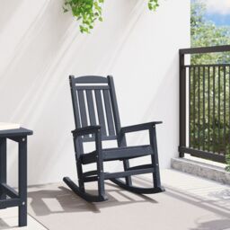 Berkfield Home Garden Rocking Chair Navy Blue 70x92x108 cm HDPE - Size: 70 x 92 x 108 cm - thumbnail 3