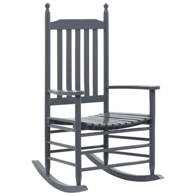 Berkfield Home Rocking Chair with Curved Seat Grey Poplar Wood - image 1