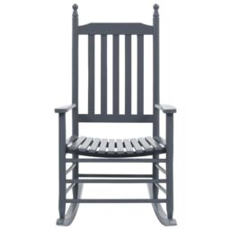 Berkfield Home Rocking Chair with Curved Seat Grey Poplar Wood - thumbnail 2