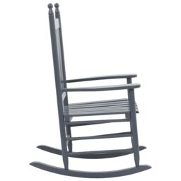 Berkfield Home Rocking Chair with Curved Seat Grey Poplar Wood - thumbnail 3