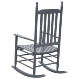 Berkfield Home Rocking Chair with Curved Seat Grey Poplar Wood - thumbnail 4