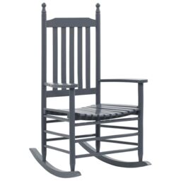 Berkfield Home Rocking Chair with Curved Seat Grey Poplar Wood - thumbnail 1