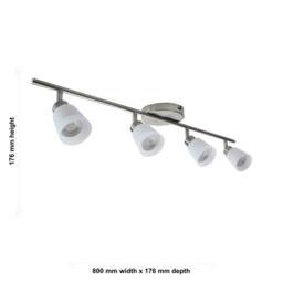 EONLION Satin Nickel & Glass 4 Way Adjustable Spotlight Downlight in Silver - thumbnail 2