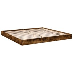 Berkfield Home Bed Frame without Mattress Smoked Oak 180x200 cm Super King Engineered Wood in Brown - thumbnail 3