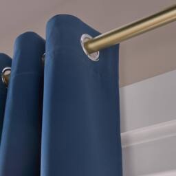 OHS Pair of Thermal Ready Made Eyelet Blackout Curtains in Indigo - Size: 168 cm width x 183 cm drop - thumbnail 5