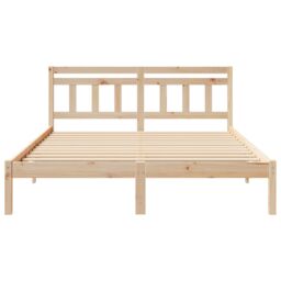 Berkfield Home with Headboard Brown 160 cm x 200 cm Solid pine wood in Beige - thumbnail 6