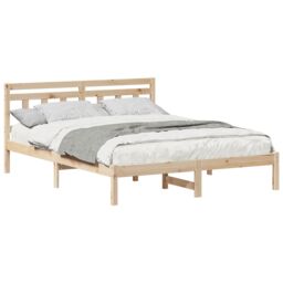 Berkfield Home with Headboard Brown 160 cm x 200 cm Solid pine wood in Beige - thumbnail 3