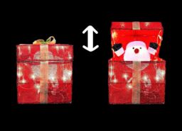 Shatchi Christmas Santa Pup-up Lighted LED Gift Box 30cm in Red - thumbnail 4