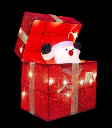 Shatchi Christmas Santa Pup-up Lighted LED Gift Box 30cm in Red - thumbnail 2
