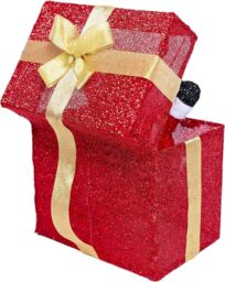 Shatchi Christmas Santa Pup-up Lighted LED Gift Box 30cm in Red - thumbnail 5