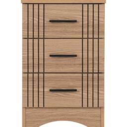 FORGEVIO 3 Drawer Bedside Chest Natural Oak Effect Bedroom Storage Modern in Brown - thumbnail 4
