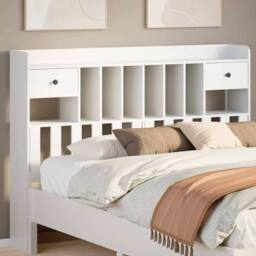 Berkfield Home Headboard with Storage White 140 cm Solid Wood Pine - thumbnail 2