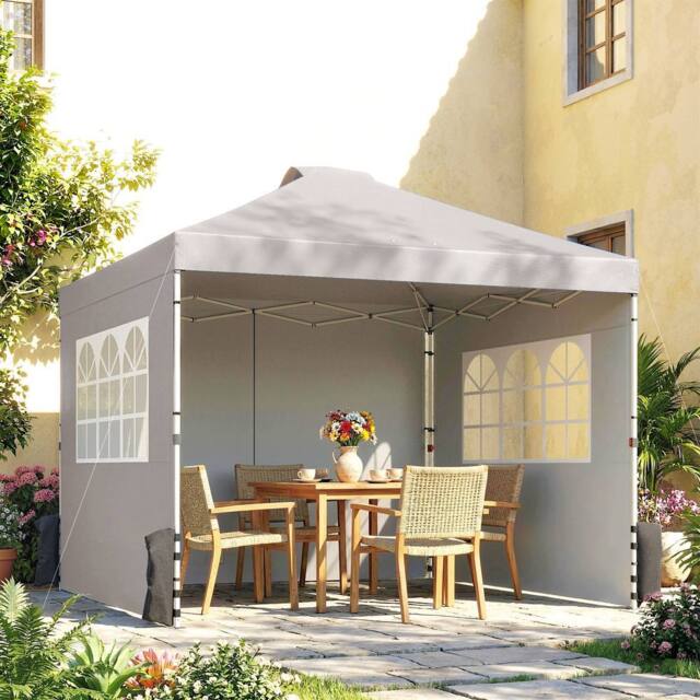 OUTSUNNY Pop Up Gazebo Waterproof Height Adjustable 3 x 3 (m) Grey - Size: 3m x 3m - image 1