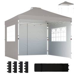 OUTSUNNY Pop Up Gazebo Waterproof Height Adjustable 3 x 3 (m) Grey - Size: 3m x 3m - thumbnail 2