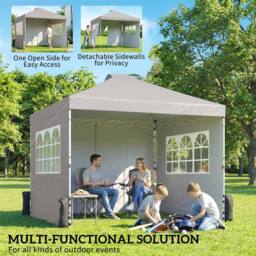 OUTSUNNY Pop Up Gazebo Waterproof Height Adjustable 3 x 3 (m) Grey - Size: 3m x 3m - thumbnail 4