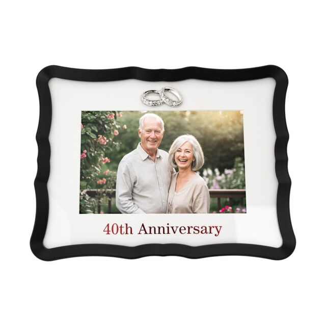 Happy Homewares 40th Anniversary Landscape 4x6 Frame with Red Text & Silver Rings - image 1