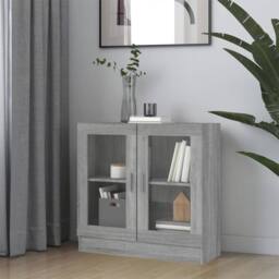 Berkfield Home Vitrine Cabinet Grey Sonoma 82.5x30.5x80 cm Engineered Wood - thumbnail 2