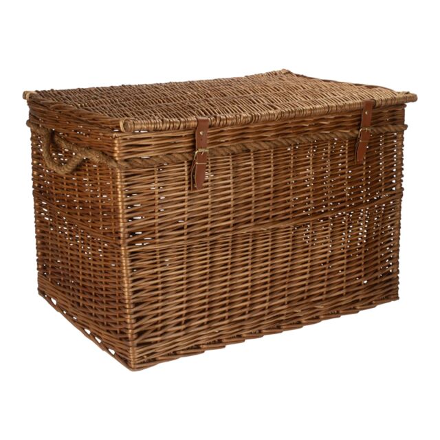 Red Hamper Wicker Large Light Steamed Storage Hamper in Dark Brown - image 1