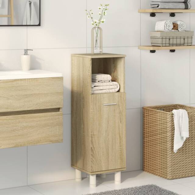 Berkfield Home Practical Bathroom Cabinet Sonoma Oak 30.5x30x95 cm Engineered Wood in Light Brown - image 1