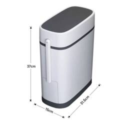 SPETLEK Slim Narrow Toilet Trash Can Press Lid Bin in White - Size: 0.6m2 - thumbnail 2