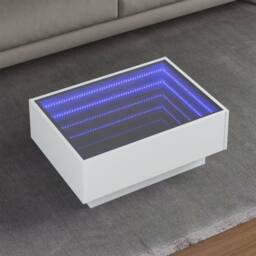 Berkfield Home Coffee Table with LED White 70x50x30 cm Engineered Wood - Size: 70 x 50 x 30 cm - thumbnail 2