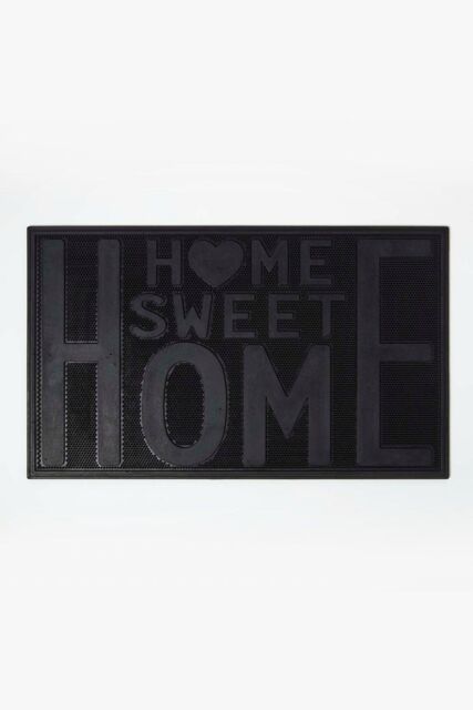 Homescapes Black Rubber Home Sweet Home Non-Slip Doormat - Size: 45 cm x 75 cm - image 1