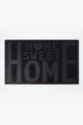 Homescapes Black Rubber Home Sweet Home Non-Slip Doormat - Size: 45 cm x 75 cm - thumbnail 1