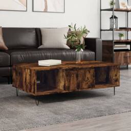 Berkfield Home Coffee Table Smoked Oak 104x60x35 cm Engineered Wood in Brown - Size: 104 x 60 x 35 cm - thumbnail 2