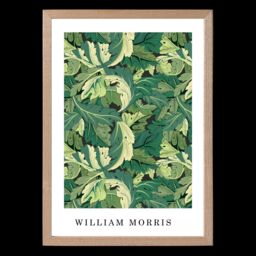ARTZE William Morris Acanthus in Bright Green Art Print / Oak Frame / SIZE: A4 - Size: A3 - thumbnail 2