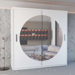 Sliding Wardrobes 4U Modern Wardrobe Double Sliding Wardrobe W 203cm x H 217cm x D 62cm in White - thumbnail 1