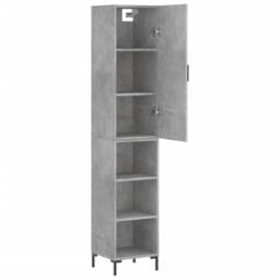 Berkfield Home Highboard Concrete Grey 34.5x34x180 cm Engineered Wood - thumbnail 4