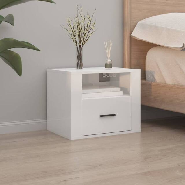 Berkfield Home Elegant Wall-mounted Bedside Cabinets 2 pcs High Gloss White 50x3 - image 1