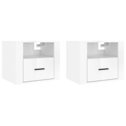 Berkfield Home Elegant Wall-mounted Bedside Cabinets 2 pcs High Gloss White 50x3 - thumbnail 3