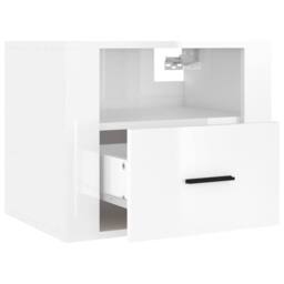Berkfield Home Elegant Wall-mounted Bedside Cabinets 2 pcs High Gloss White 50x3 - thumbnail 7