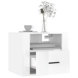 Berkfield Home Elegant Wall-mounted Bedside Cabinets 2 pcs High Gloss White 50x3 - thumbnail 4