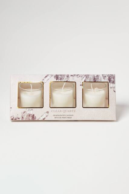 Homescapes Crystal Scented Candle Gift Set Pack of 3 with Natural Gemstones in Grey - Size: 3 Pack - image 1