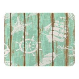 Benjamin Tate Design Nautical Elements On Wood Blanket in Natural - Size: 120 cm x 150 cm - thumbnail 1