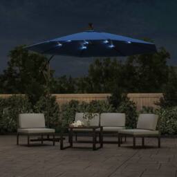 Berkfield Home Elegant Cantilever Umbrella with LED Lights & Steel Pole 300 cm in Blue - thumbnail 1