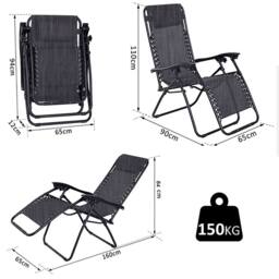 Neo Zero Gravity Recliner Garden Sun Loungers in Dark Grey - thumbnail 3