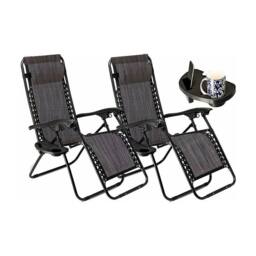 Neo Zero Gravity Recliner Garden Sun Loungers in Dark Grey - thumbnail 2