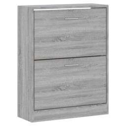Berkfield Home Shoe Cabinet Grey Sonoma 63x24x81 cm Engineered Wood - Size: 63 x 24 x 81 cm - thumbnail 3