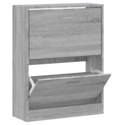 Berkfield Home Shoe Cabinet Grey Sonoma 63x24x81 cm Engineered Wood - Size: 63 x 24 x 81 cm - thumbnail 2