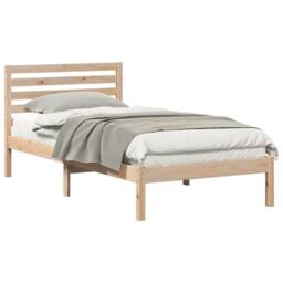 Berkfield Home with Headboard Brown 75 x 190 cm Solid pine wood in Light Tan - thumbnail 3