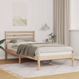 Berkfield Home with Headboard Brown 75 x 190 cm Solid pine wood in Light Tan - thumbnail 2