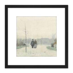 Artery8 Anton Mauve Old Couple In Park 8X8 Inch Square Wooden Framed Wall Art Print Picture with Mount in Black - thumbnail 1